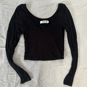Paxton black Fitted Crop long sleeve top